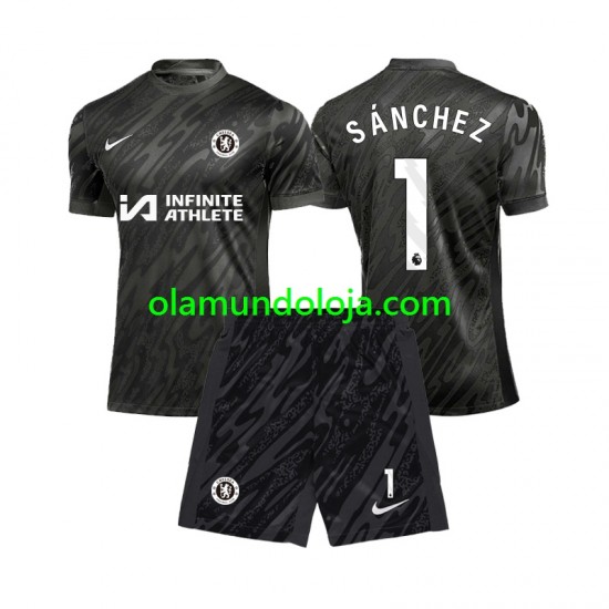 Camisola Chelsea Robert Sanchez 1 Guarda-redes Criança Equipamento Segundo 2024-2025 Manga Curta